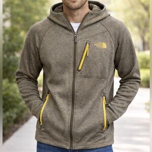 The North Face Grey/Green Jacket with Yellow Accents